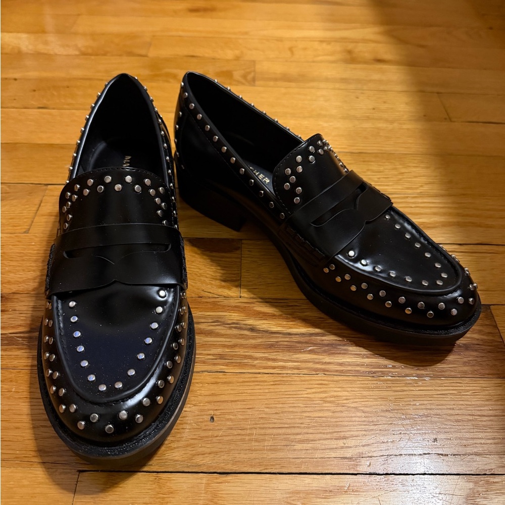 NWOT Marc Fisher Black Studded Loafers